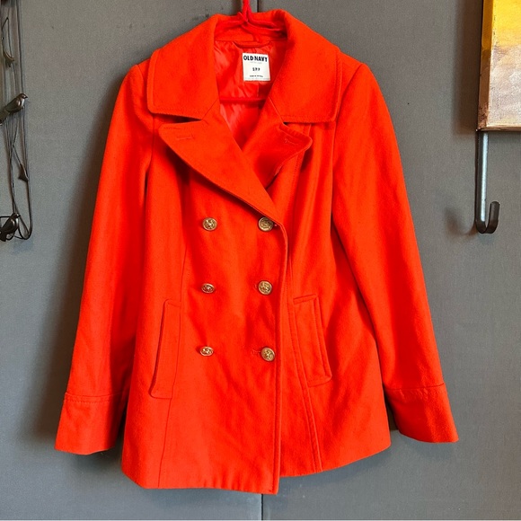 O-23 Classic wool peacoat Orange by Old Navy Sz S - Picture 1 of 5